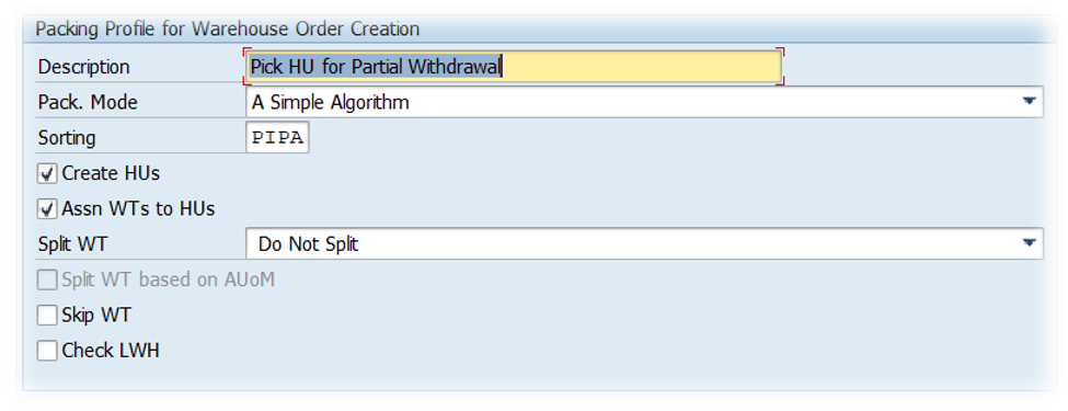 SAP EWM Packing Profile Logic